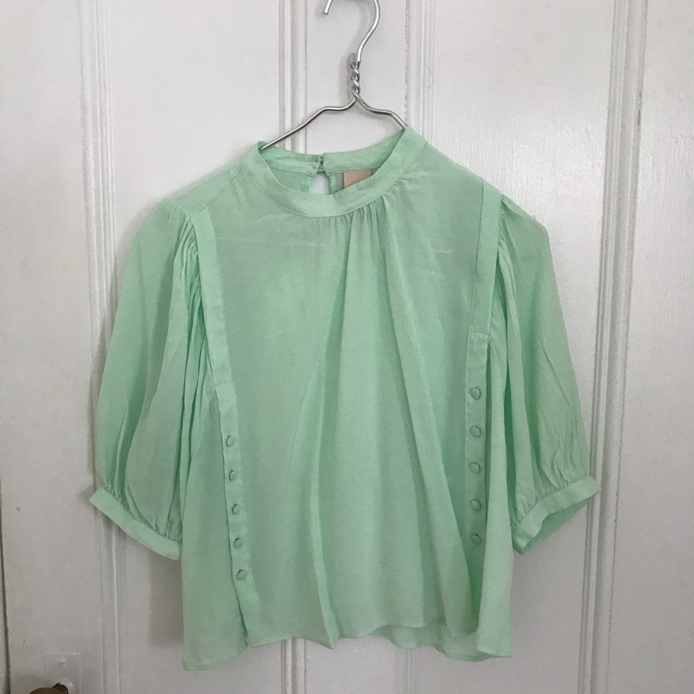 H&M Mint Green Mock Neck Blouse 🍃